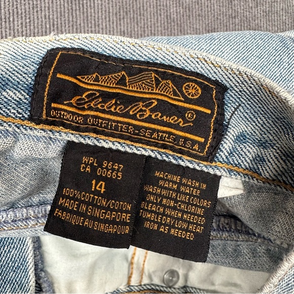 Vtg 90s Eddie Bauer long jean shorts denim 30” high waist - Picture 5 of 6